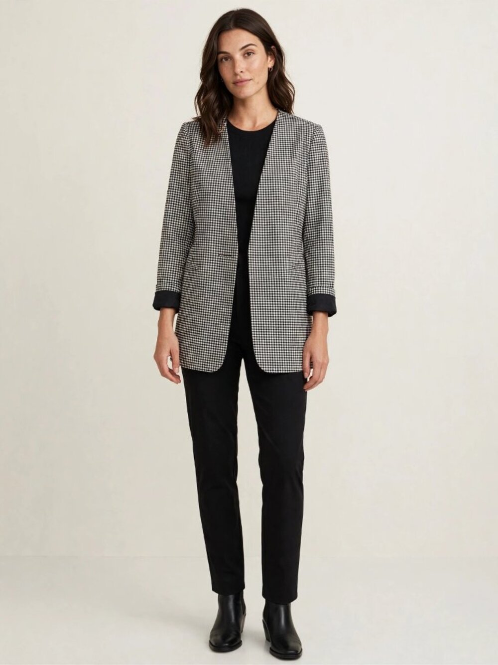 OPENING CEREMONY Black & White Gingham Blazer | Tailored Check Jacket | Women 10